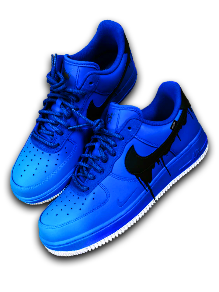 black blue and white air force ones